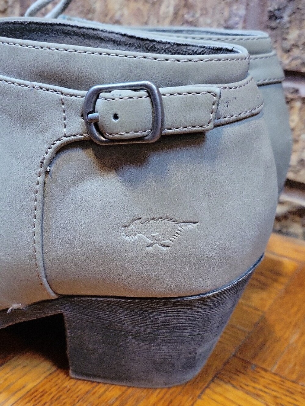 Rocket Dog Taupe Lace Up Ankle Booties Chunky Stacked Heel Size 11 - Picture 5 of 12